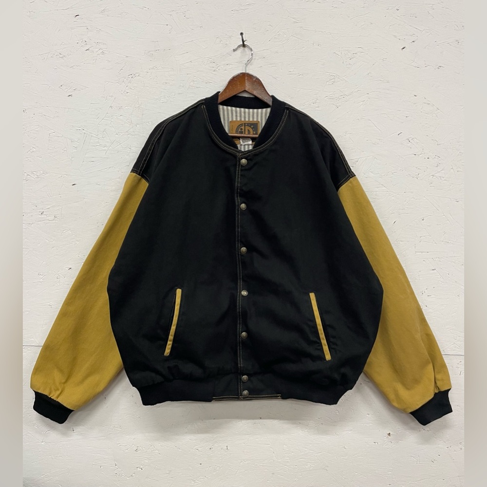 Vintage ID International Denim Black Denim Lined Stadium Jacket, Size XXL